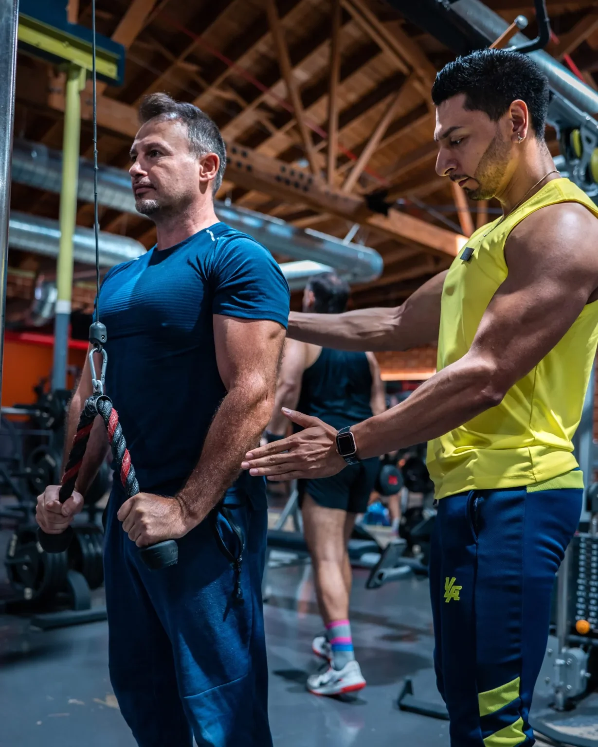 Personal trainer with client, Los Angeles